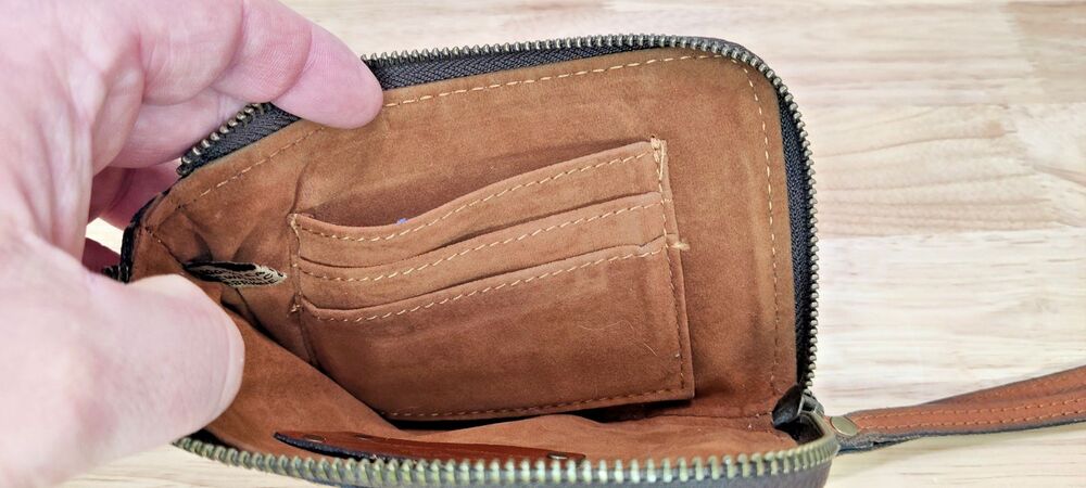 Patricia Nash St. Croce Zip Pouch Wallet Wristlet Tooled Leather Florence Brown - Picture 7 of 11
